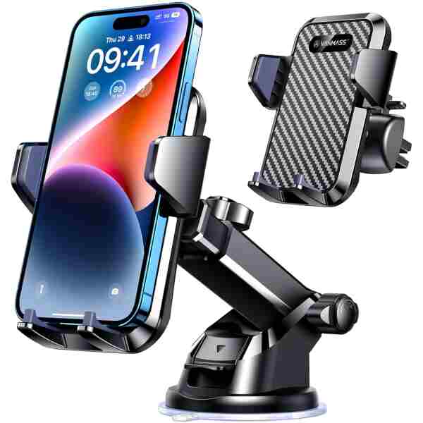 VANMASS 【85+LBS Strongest Suction & Military-Grade 2025 Ultimate Car Phone Mount【Patent & Safety Certs】 Cell Phone Holder Truck Stand for Dashboard Windshield Vent for iPhone 16...