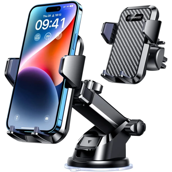 VANMASS 【85+LBS Strongest Suction & Military-Grade 2025 Ultimate Car Phone Mount【Patent & Safety Certs】 Cell Phone Holder Truck Stand for Dashboard Windshield Vent for iPhone 16...