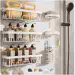 Veken 6-Pack Rustproof and Waterproof Shower Caddy,Adhesive Shelves Rack with Soap Holder, Large Capacity Bathroom Organizers and Storage, No Drilling Wall-Mounted Kitchen &...