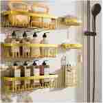 Veken Adhesive Shower Caddy 6-Pack,Gifts for Women Mom,Heavy Weight Bearing,Large Wall Mounted Bathroom Shelves Rack,Organizer Storage Accessories with Soap Dish&Toothbrush...
