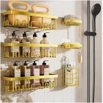 Veken Adhesive Shower Caddy 6-Pack,Gifts for Women Mom,Heavy Weight Bearing,Large Wall Mounted Bathroom Shelves Rack,Organizer Storage Accessories with Soap Dish&Toothbrush...