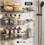 Veken Stainless Steel Shower Caddy 6-Pack, Ideal for Gift, Large Wall Mounted Shower Rack, Bathroom Shelves Over Toilet, Organizer Storage Accessories with Soap Dish &...