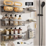 Veken Stainless Steel Shower Caddy 6-Pack, Ideal for Gift, Large Wall Mounted Shower Rack, Bathroom Shelves Over Toilet, Organizer Storage Accessories with Soap Dish &...