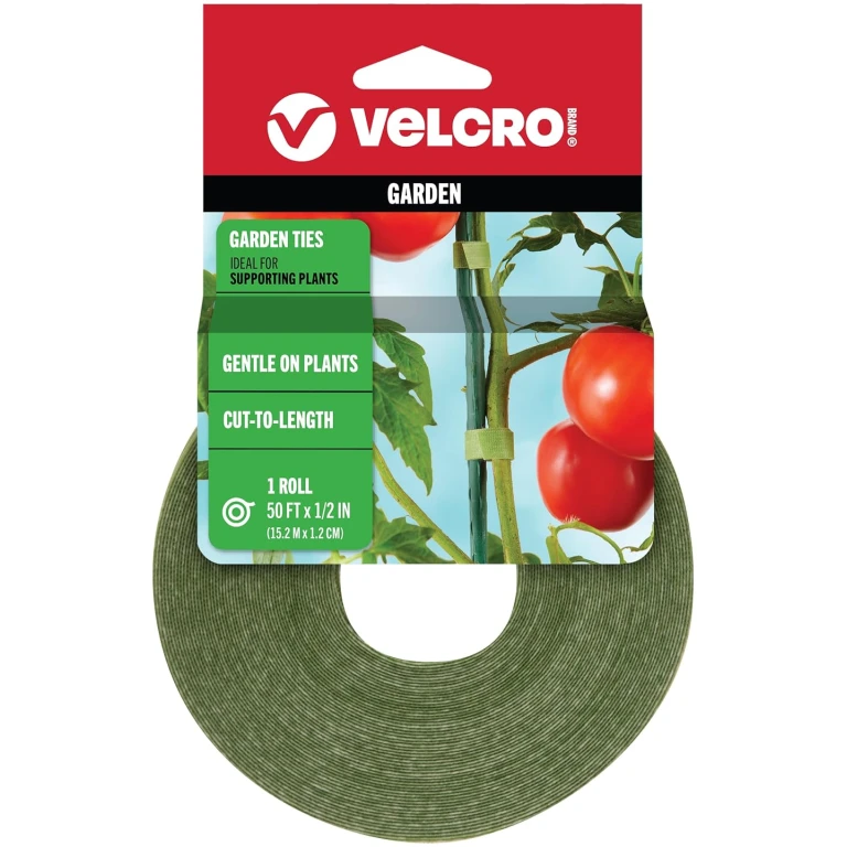 VELCRO Brand VEL-30071-USA ONE-WRAP Garden Ties | Plant Supports for Effective Growing | Strong Grips are Reusable and Adjustable | Cut-to-Length, 50 ft x 1/2 in, Green-Recycled...