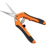 VIVOSUN 6.5 Inch Gardening Scissors Hand Pruner Pruning Shear with Straight Stainless Steel Blades Orange 1-Pack