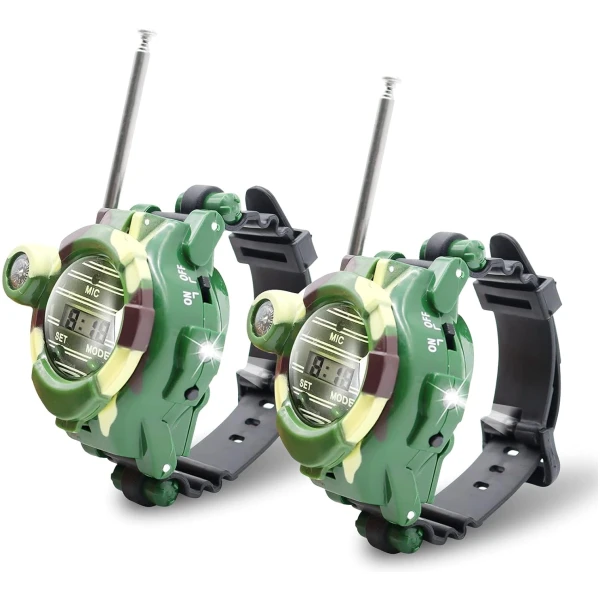Walkie Talkies Watch, Spy Watch Army Toys for Kids Age 8-12, 7 in 1 Digital Watch Walkie Talkies, Two-Way Long Range Transceiver with Flashlight, Cool Spy Gadgets for Boy Girls