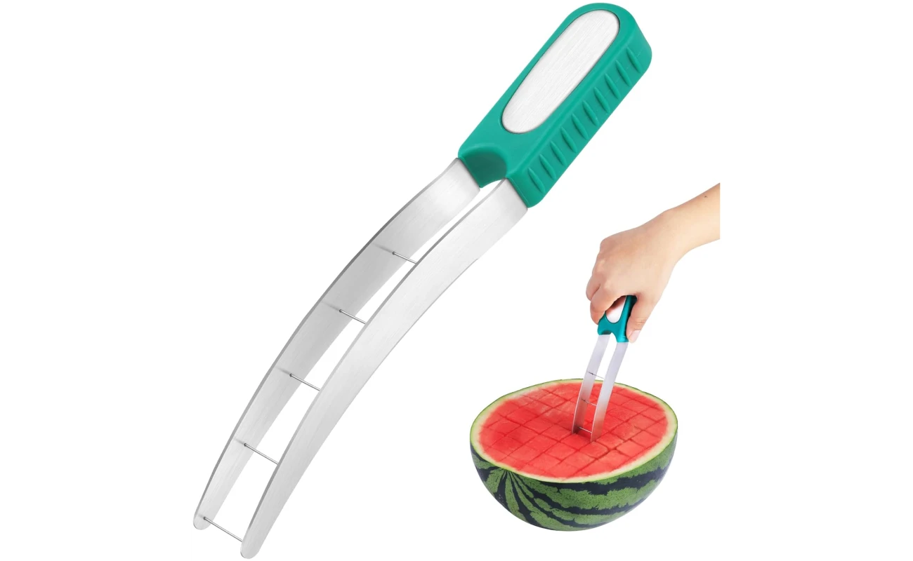 Watermelon Cube Cutter Summer Watermelon Cutter Slicer Stainless Steel Watermelon Fruit Cutter Fun Watermelon Cutting Tool Kitchen Gadgets for Family Parties Camping