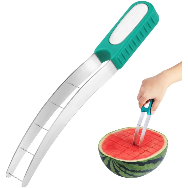 Watermelon Cube Cutter Summer Watermelon Cutter Slicer Stainless Steel Watermelon Fruit Cutter Fun Watermelon Cutting Tool Kitchen Gadgets for Family Parties Camping