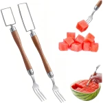 Watermelon Fork Slicer Cutter, 2025 New 2 In 1 Stainless Steel Fruit Cutter, Multifunctional Portable Watermelon Forks, Creative Kitchen Gadget for Summer Family Party Camping ﻿...