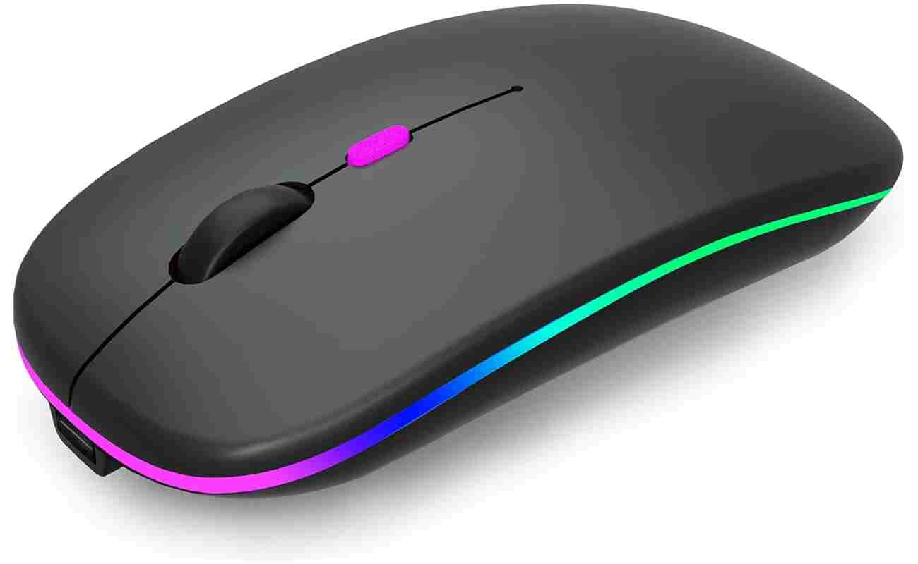 Wireless Bluetooth Mouse Rechargeable Laptop Mice with LED Use Portable(BT5.2 and USB 2.4G) Dual Mode Connection Silent Slim Computer Mouse for Laptop/iPad Tablet/Apple...