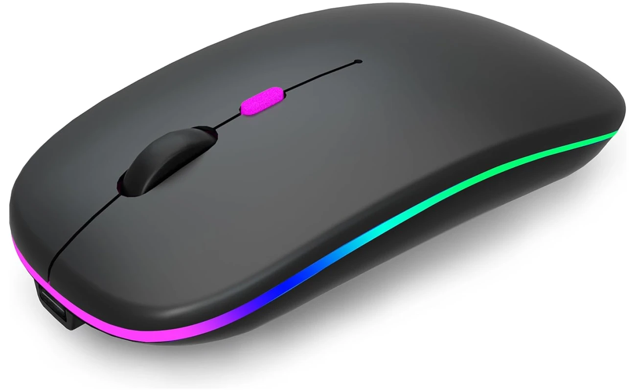 Wireless Bluetooth Mouse Rechargeable Laptop Mice with LED Use Portable(BT5.2 and USB 2.4G) Dual Mode Connection Silent Slim Computer Mouse for Laptop/iPad Tablet/Apple...