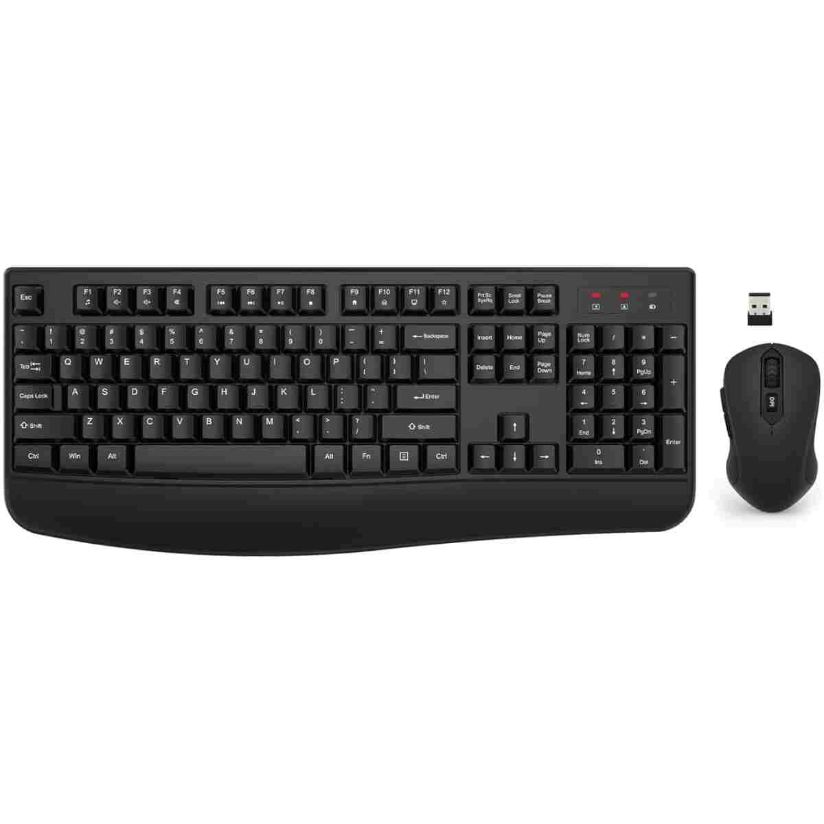 Wireless Keyboard and Mouse Combo, EDJO 2.4G Full-Sized Ergonomic Computer Keyboard with Wrist Rest and 3 Level DPI Adjustable Wireless Mouse for Windows, Mac OS Desktop/Laptop/PC
