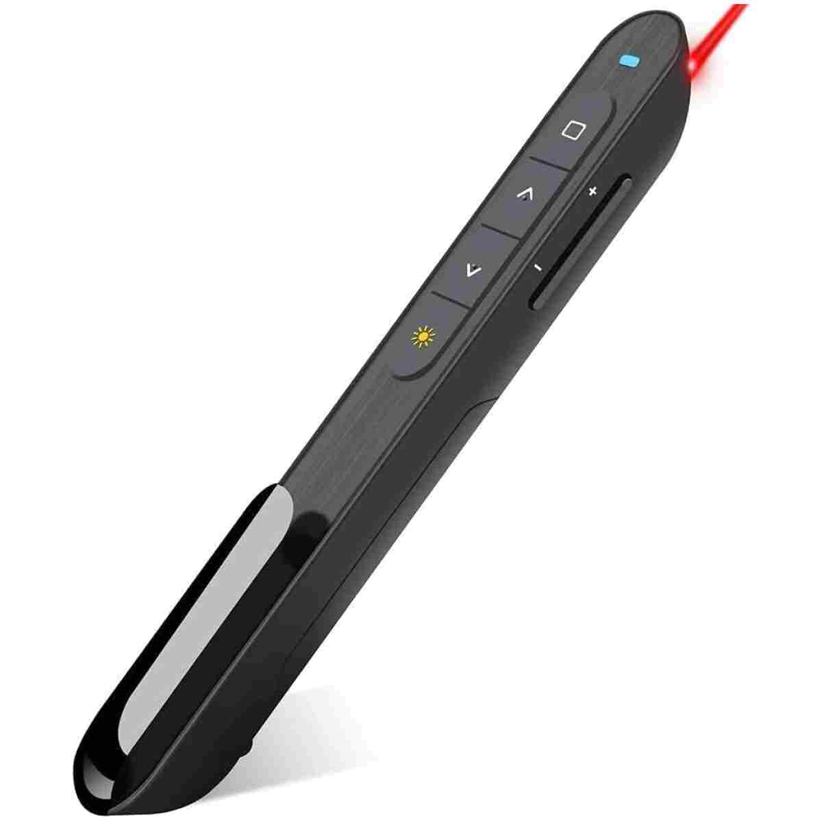 Wireless Presenter, Hyperlink Volume Control Presentation Clicker RF 2.4GHz USB PowerPoint Clicker Presentation Remote Control Pointer Slide Advancer (Black)