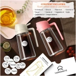 YARRAMATE 2Pcs 16oz/470ml 2 in 1 Oil Sprayer for Cooking with Stickers, Food-grade Glass Oil Spray Bottle, Oil Dispenser and Oil Sprayer for Kitchen, Salad, Frying, BBQ (White...
