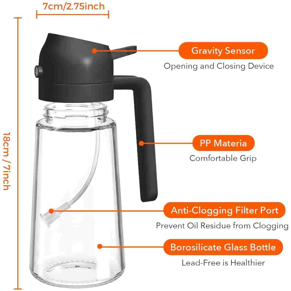 YARRAMATE 2Pcs 16oz/470ml 2 in 1 Oil Sprayer for Cooking with Stickers, Food-grade Glass Oil Spray Bottle, Oil Dispenser and Oil Sprayer for Kitchen, Salad, Frying, BBQ (White...
