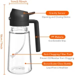 YARRAMATE 2Pcs 16oz/470ml 2 in 1 Oil Sprayer for Cooking with Stickers, Food-grade Glass Oil Spray Bottle, Oil Dispenser and Oil Sprayer for Kitchen, Salad, Frying, BBQ (White...