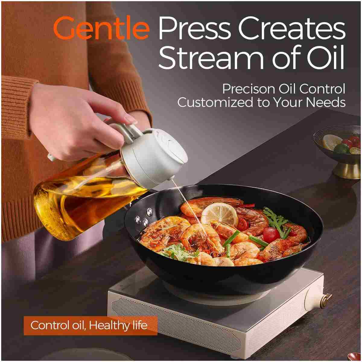 YARRAMATE 2Pcs Olive Oil Dispenser, 2 in 1 Oil Sprayer for Cooking, 16oz/470ml Glass Oil Spray Bottle, Food-grade Oil Dispenser and Oil Sprayer for Kitchen, Salad, Frying, BBQ...