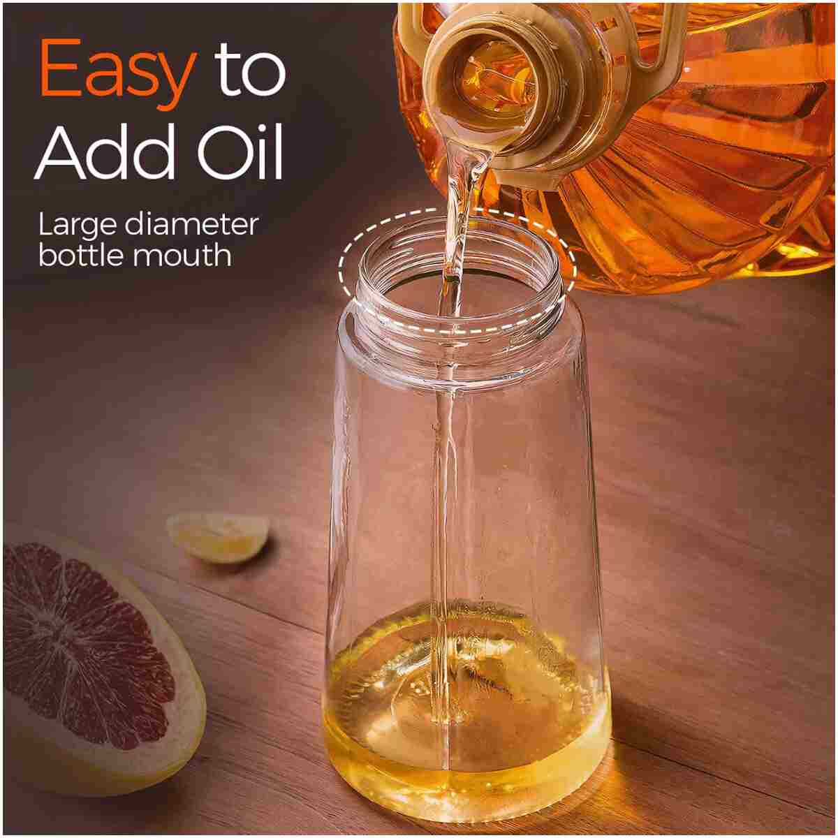 YARRAMATE 2Pcs Olive Oil Dispenser, 2 in 1 Oil Sprayer for Cooking, 16oz/470ml Glass Oil Spray Bottle, Food-grade Oil Dispenser and Oil Sprayer for Kitchen, Salad, Frying, BBQ...