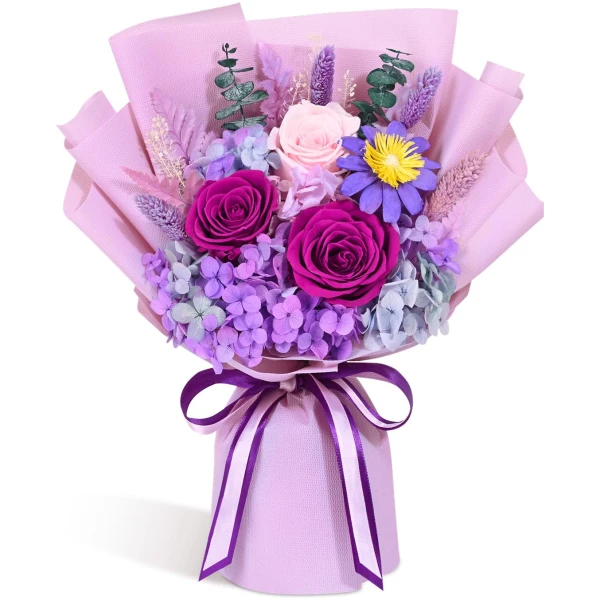 Yastouay Preserved Fresh Flowers for Delivery, Real Forever Flowers Fresh Bouquet with Gifts Box, Mothers Day Flowers for Mom, Birthday Gifts for Women Her