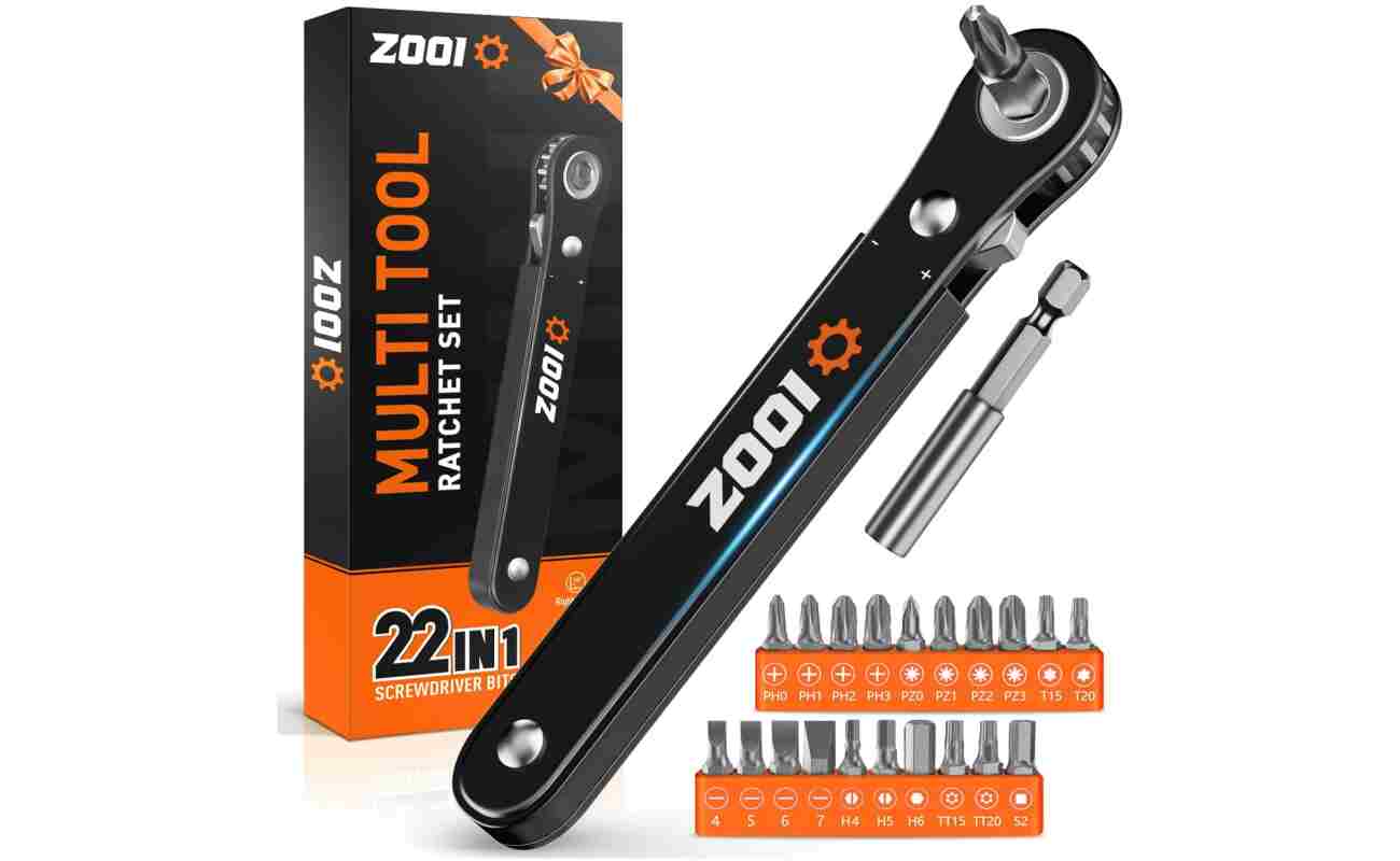ZOOI Ratcheting Pocket Screwdriver Gifts for Men, 22 In 1 Right Angle Screwdriver, 90 Degree Ratchet Screwdrivers, Low Profile, Gadgets EDC Gear Tools, Offset Screwdrivers Bit...