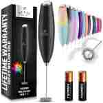 Zulay Kitchen Handheld Milk Frother with Duracell AA Batteries – Ultra Fast Electric Mixer & Foam Maker, Easy-Clean Drink Mixer for Coffee & More