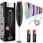 Zulay Kitchen Handheld Milk Frother with Duracell AA Batteries – Ultra Fast Electric Mixer & Foam Maker, Easy-Clean Drink Mixer for Coffee & More
