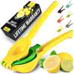 Zulay Kitchen Metal 2-in-1 Lemon Squeezer - Sturdy Max Extraction Hand Juicer Lemon Squeezer Gets Every Last Drop - Easy to Clean Manual Citrus Juicer - Easy-Use Lemon Juicer...