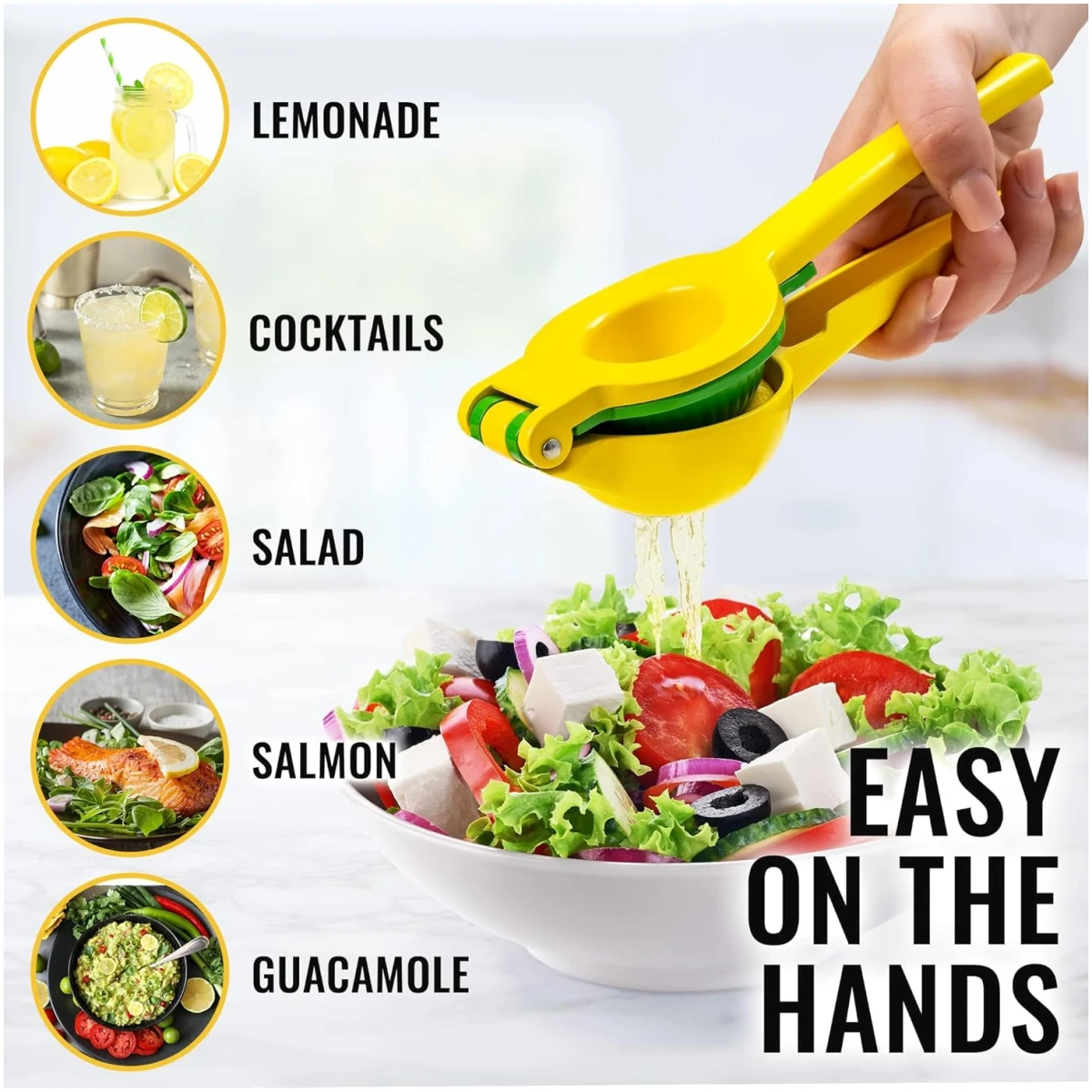 Zulay Kitchen Metal 2-in-1 Lemon Squeezer - Sturdy Max Extraction Hand Juicer Lemon Squeezer Gets Every Last Drop - Easy to Clean Manual Citrus Juicer - Easy-Use Lemon Juicer...