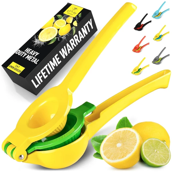Zulay Kitchen Metal 2-in-1 Lemon Squeezer - Sturdy Max Extraction Hand Juicer Lemon Squeezer Gets Every Last Drop - Easy to Clean Manual Citrus Juicer - Easy-Use Lemon Juicer...