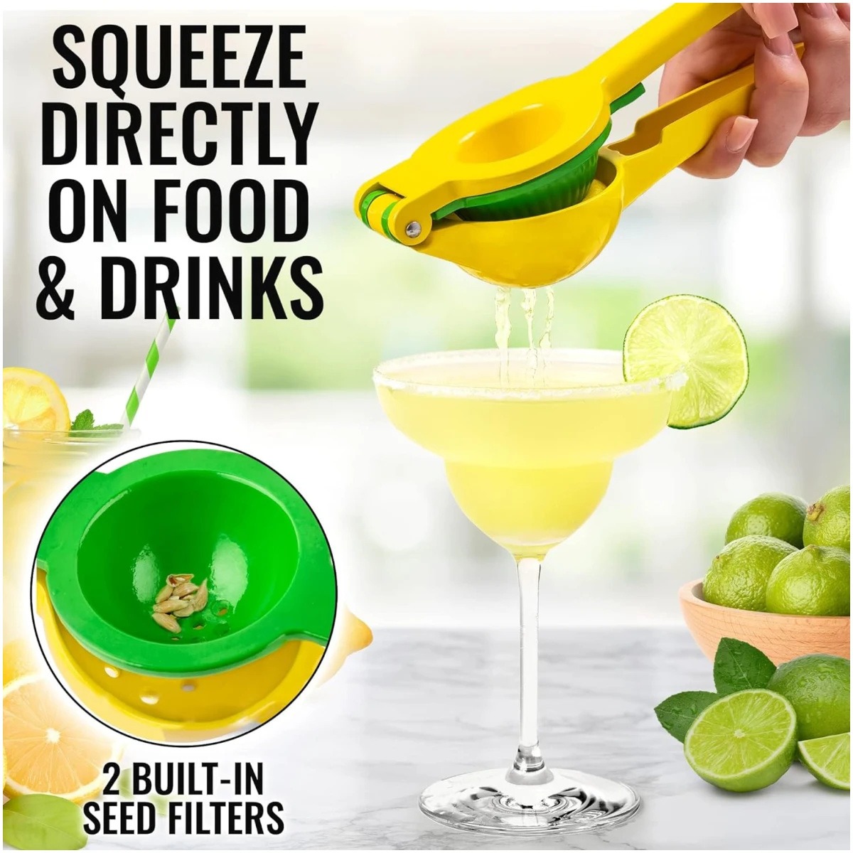 Zulay Kitchen Metal 2-in-1 Lemon Squeezer - Sturdy Max Extraction Hand Juicer Lemon Squeezer Gets Every Last Drop - Easy to Clean Manual Citrus Juicer - Easy-Use Lemon Juicer...