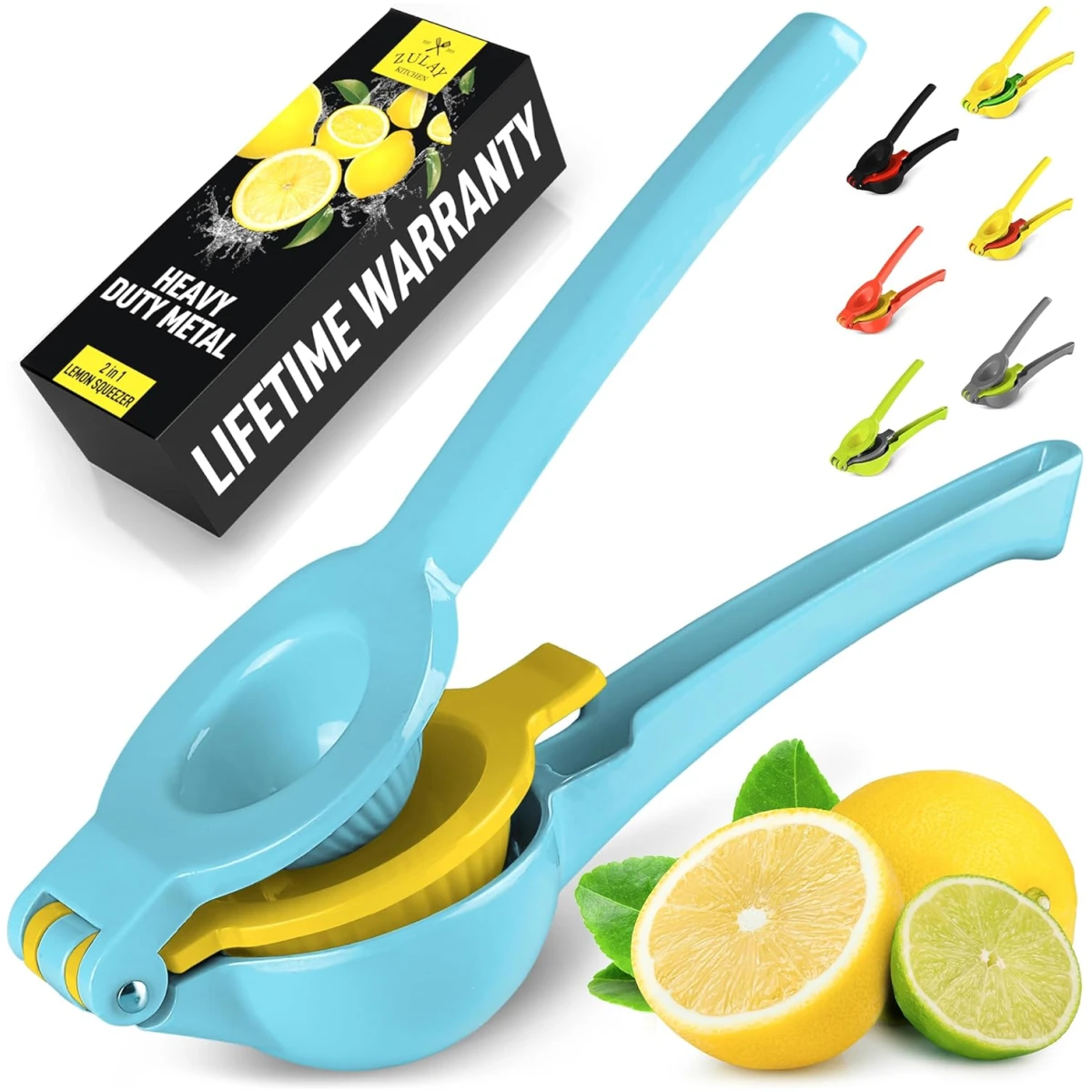 Zulay Kitchen Metal 2-in-1 Lemon Squeezer - Sturdy Max Extraction Hand Juicer Lemon Squeezer Gets Every Last Drop - Easy to Clean Manual Citrus Juicer - Easy-Use Lemon Juicer...