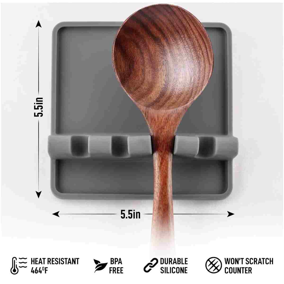 Zulay Kitchen Silicone Utensil Rest - BPA-Free, Durable Spoon Rest with Drip Pad - Heat-Resistant Spoon Rest for Stove Top - Spoon Rest for Kitchen Counter - Kitchen Gadgets &...