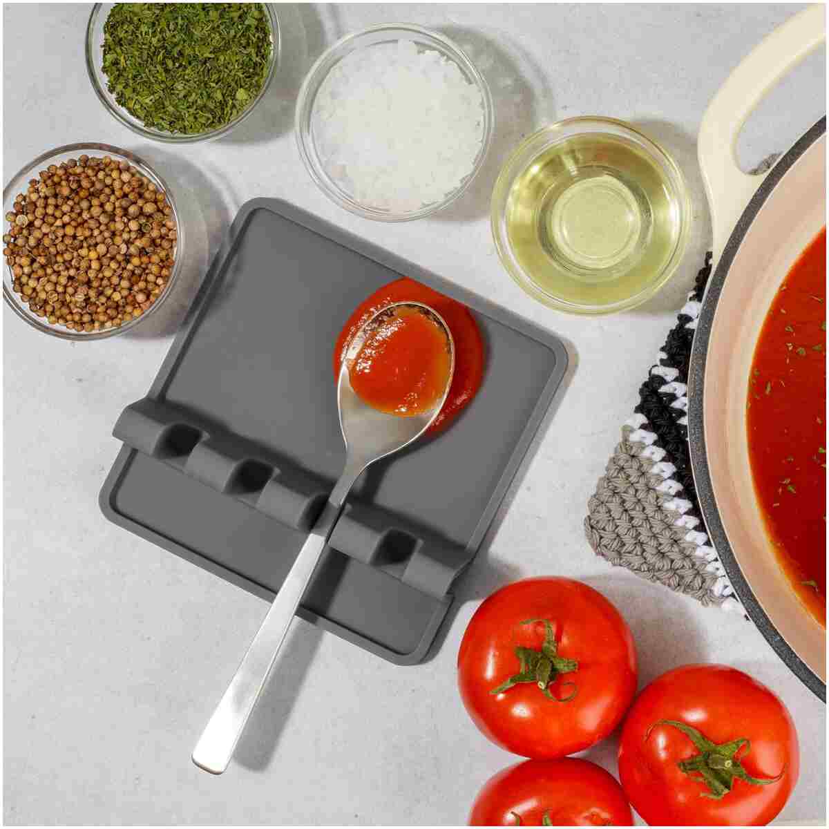 Zulay Kitchen Silicone Utensil Rest - BPA-Free, Durable Spoon Rest with Drip Pad - Heat-Resistant Spoon Rest for Stove Top - Spoon Rest for Kitchen Counter - Kitchen Gadgets &...
