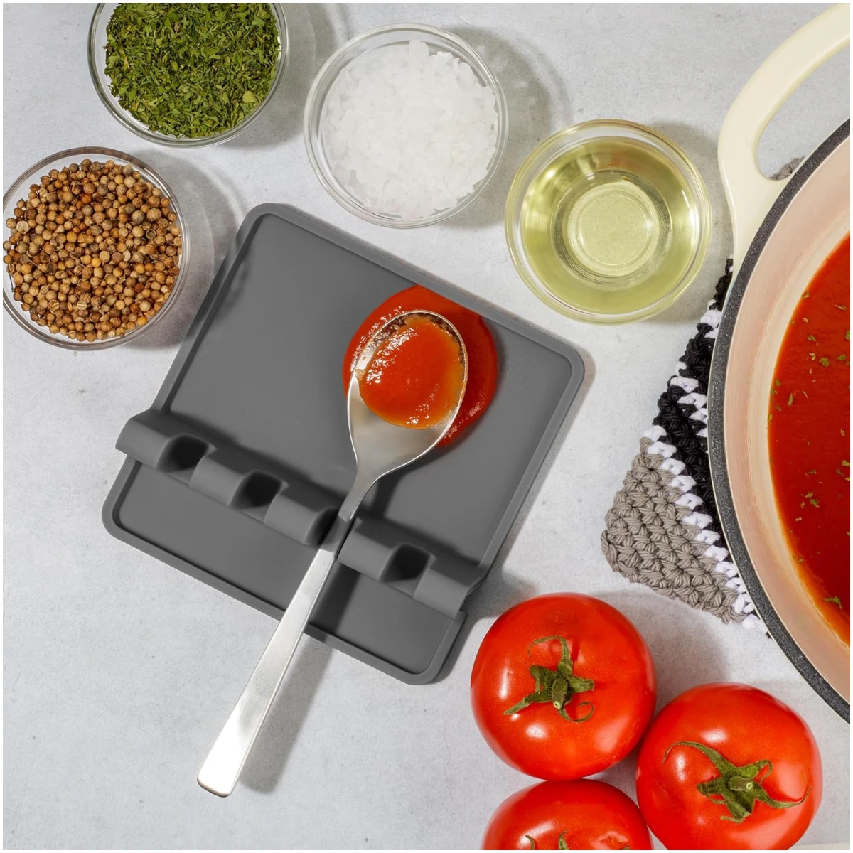 Zulay Kitchen Silicone Utensil Rest - BPA-Free, Durable Spoon Rest with Drip Pad - Heat-Resistant Spoon Rest for Stove Top - Spoon Rest for Kitchen Counter - Kitchen Gadgets &...
