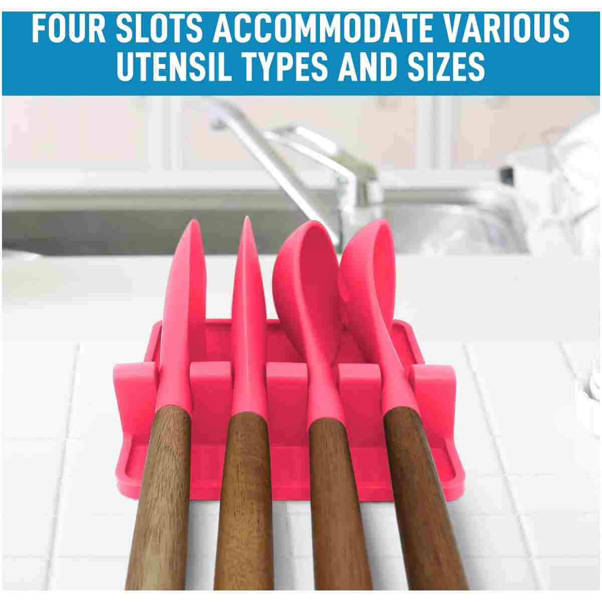 Zulay Kitchen Silicone Utensil Rest - BPA-Free, Durable Spoon Rest with Drip Pad - Heat-Resistant Spoon Rest for Stove Top - Spoon Rest for Kitchen Counter - Kitchen Gadgets &...