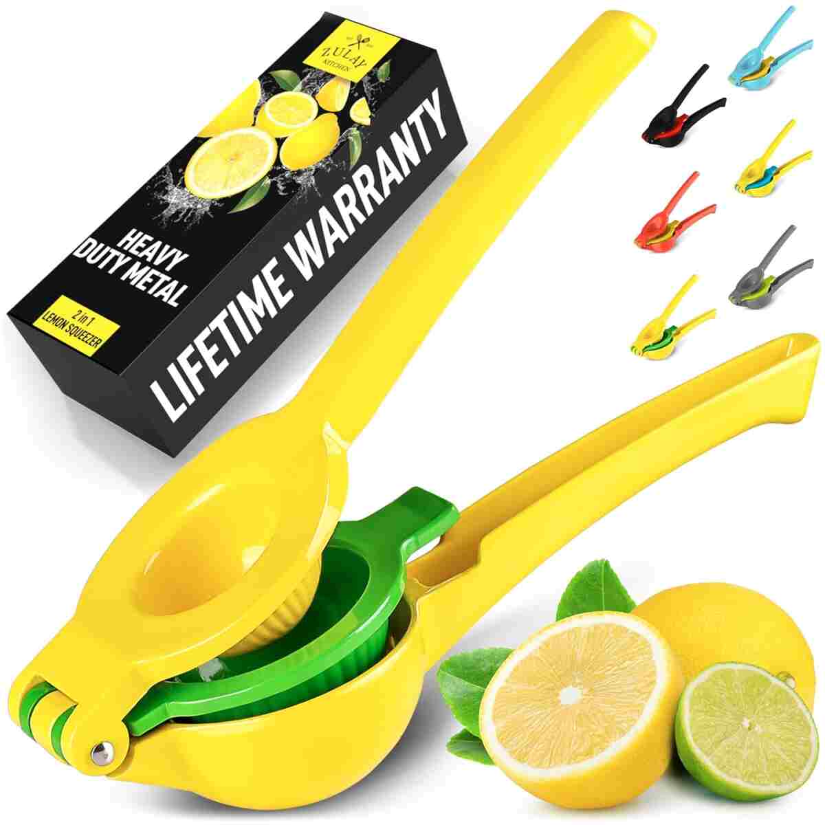 Zulay Metal 2-In-1 Lemon Squeezer Manual - Sturdy, Max Extraction Hand Juicer Lemon Squeezer Gets Every Last Drop - Easy to Clean Manual Citrus Juicer - Easy-to-Use Lemon Juicer...