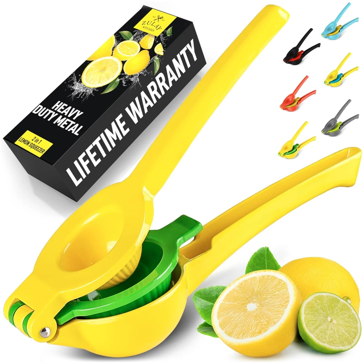 Zulay Metal 2-In-1 Lemon Squeezer Manual - Sturdy, Max Extraction Hand Juicer Lemon Squeezer Gets Every Last Drop - Easy to Clean Manual Citrus Juicer - Easy-to-Use Lemon Juicer...