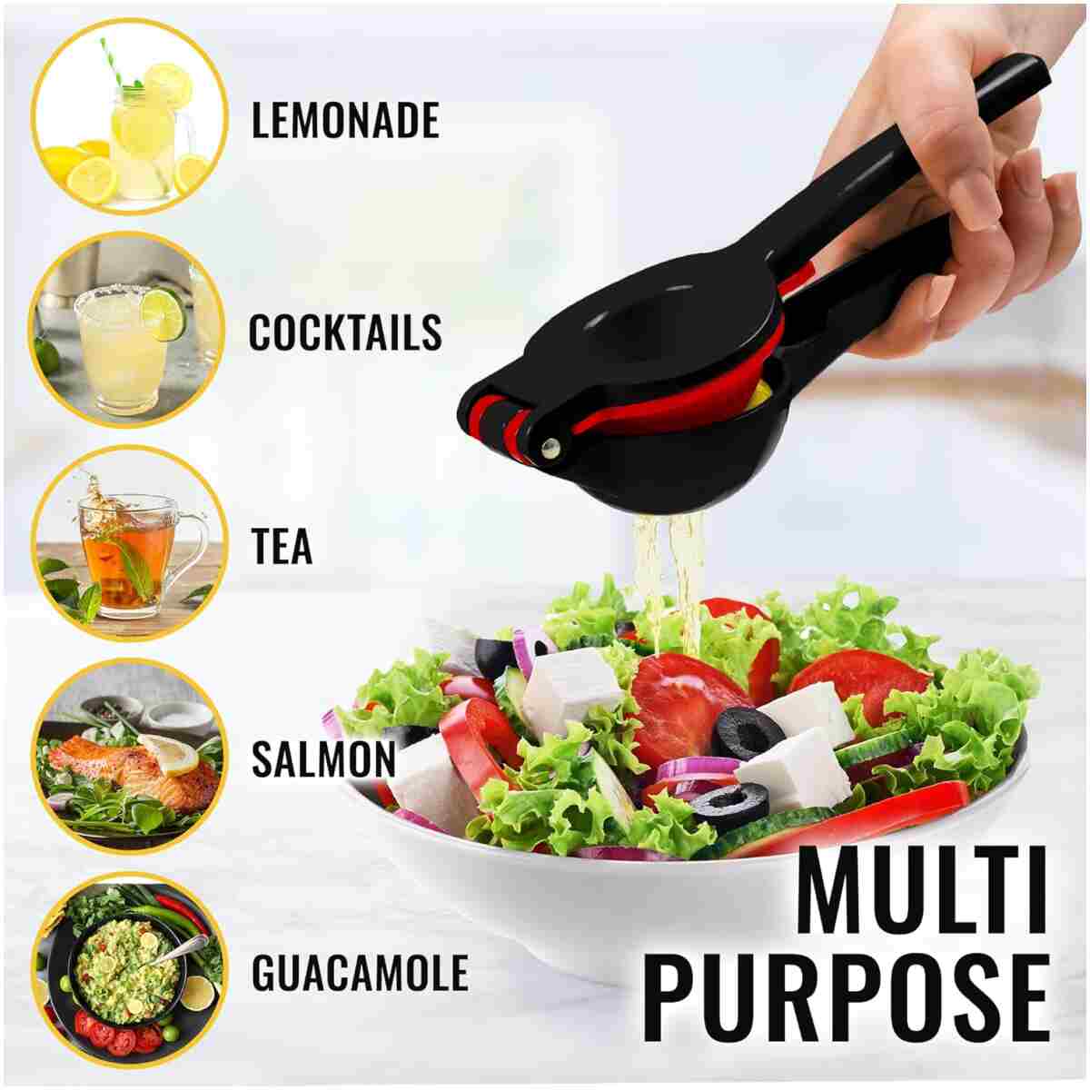 Zulay Metal 2-In-1 Lemon Squeezer Manual - Sturdy, Max Extraction Hand Juicer Lemon Squeezer Gets Every Last Drop - Easy to Clean Manual Citrus Juicer - Easy-to-Use Lemon Juicer...