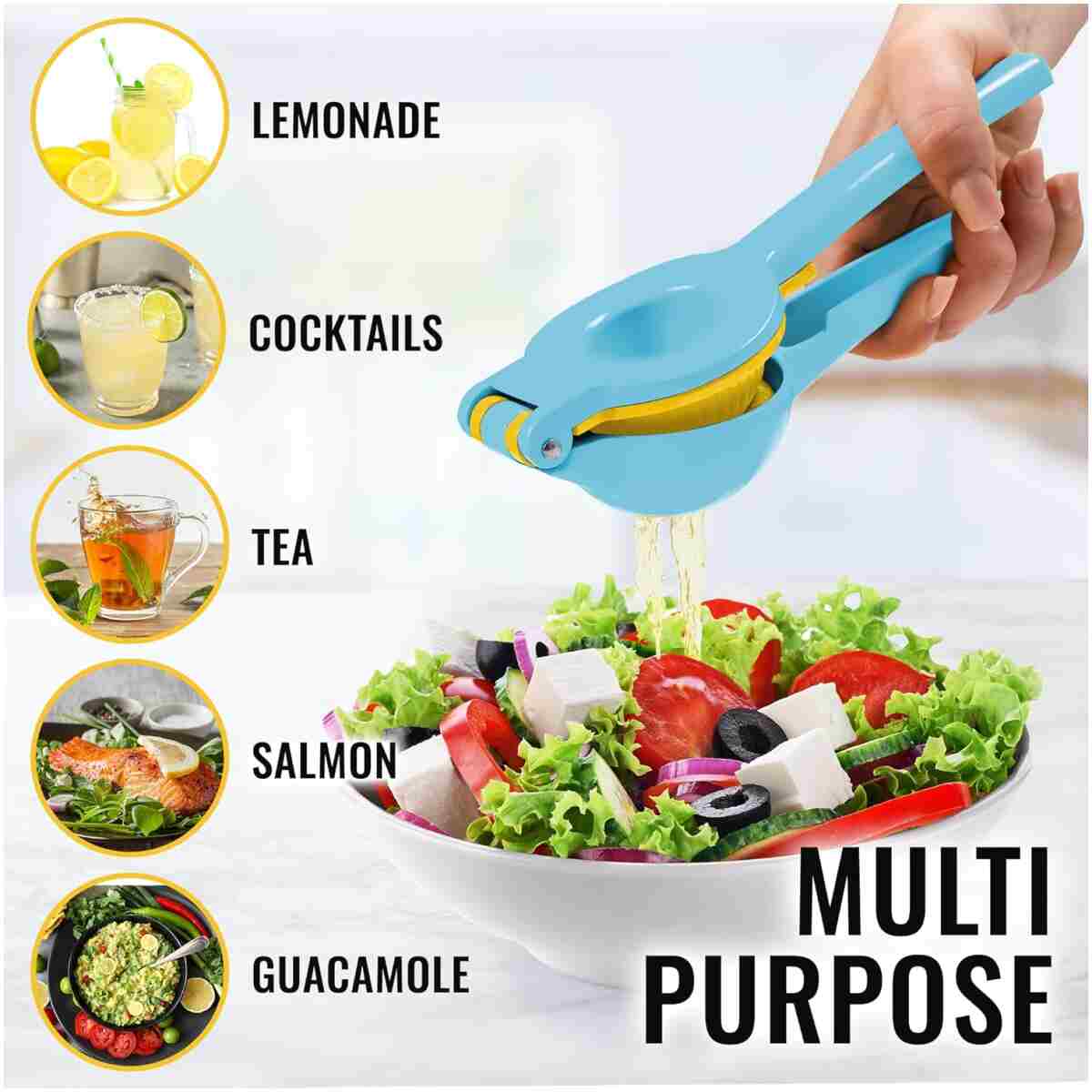 Zulay Metal 2-In-1 Lemon Squeezer Manual - Sturdy, Max Extraction Hand Juicer Lemon Squeezer Gets Every Last Drop - Easy to Clean Manual Citrus Juicer - Easy-to-Use Lemon Juicer...