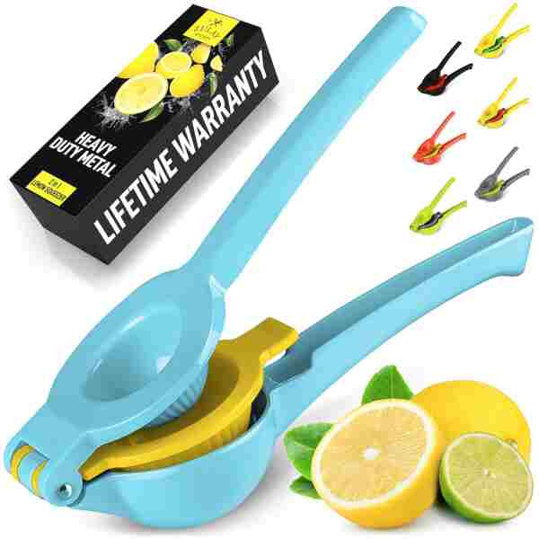 Zulay Metal 2-In-1 Lemon Squeezer Manual - Sturdy, Max Extraction Hand Juicer Lemon Squeezer Gets Every Last Drop - Easy to Clean Manual Citrus Juicer - Easy-to-Use Lemon Juicer...