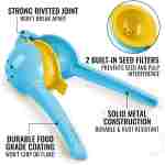 Zulay Metal 2-In-1 Lemon Squeezer Manual - Sturdy, Max Extraction Hand Juicer Lemon Squeezer Gets Every Last Drop - Easy to Clean Manual Citrus Juicer - Easy-to-Use Lemon Juicer...