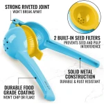 Zulay Metal 2-In-1 Lemon Squeezer Manual - Sturdy, Max Extraction Hand Juicer Lemon Squeezer Gets Every Last Drop - Easy to Clean Manual Citrus Juicer - Easy-to-Use Lemon Juicer...