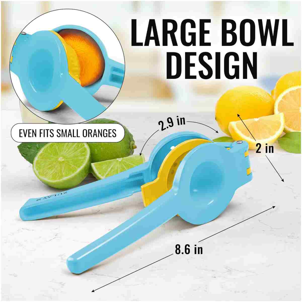 Zulay Metal 2-In-1 Lemon Squeezer Manual - Sturdy, Max Extraction Hand Juicer Lemon Squeezer Gets Every Last Drop - Easy to Clean Manual Citrus Juicer - Easy-to-Use Lemon Juicer...