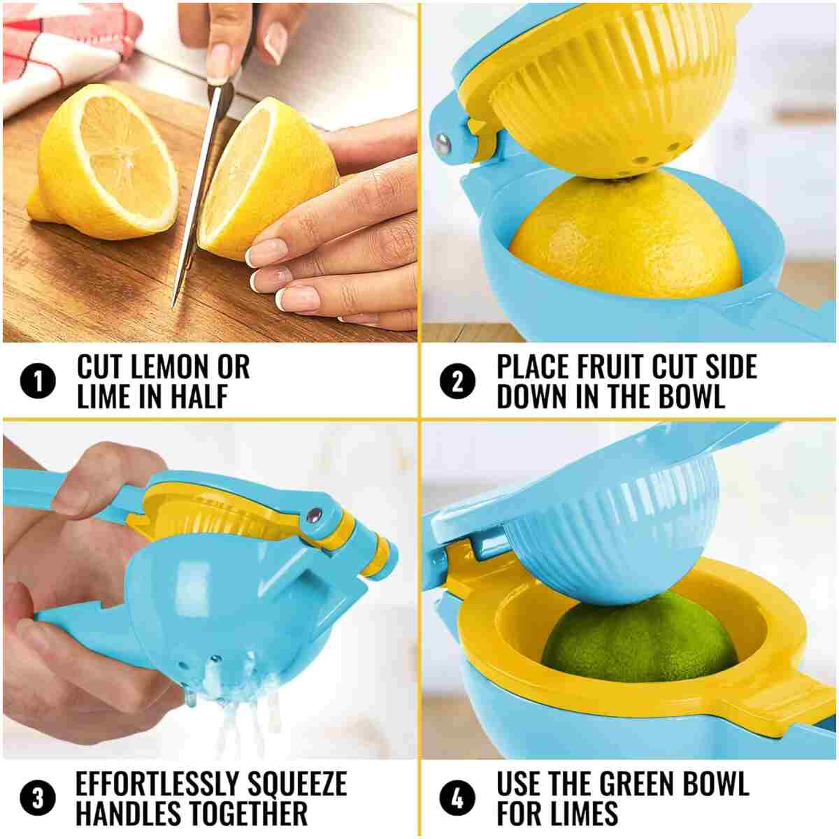 Zulay Metal 2-In-1 Lemon Squeezer Manual - Sturdy, Max Extraction Hand Juicer Lemon Squeezer Gets Every Last Drop - Easy to Clean Manual Citrus Juicer - Easy-to-Use Lemon Juicer...