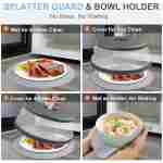 10 Inch Microwave Food Cover & Collapsible Silicone Mat - Splatter Guard, Plate Holder & Kitchen Colander for Meal Prep, Charcoal