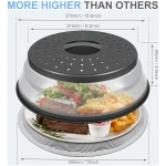 10 Inch Microwave Food Cover & Collapsible Silicone Mat - Splatter Guard, Plate Holder & Kitchen Colander for Meal Prep, Charcoal