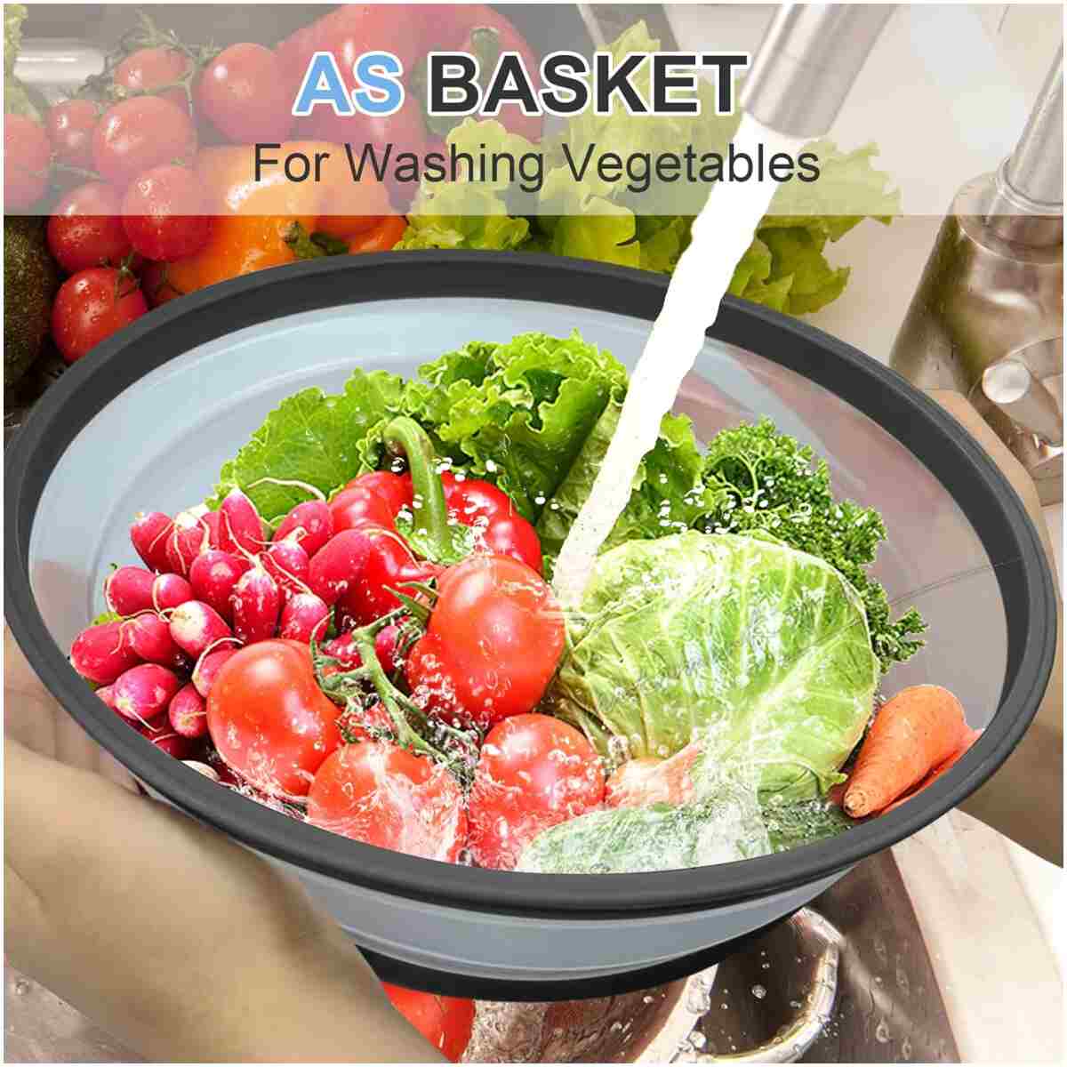 10 Inch Microwave Food Cover & Collapsible Silicone Mat - Splatter Guard, Plate Holder & Kitchen Colander for Meal Prep, Charcoal