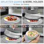 10 Inch Microwave Food Cover & Collapsible Silicone Mat - Splatter Guard, Plate Holder & Kitchen Colander for Meal Prep, Charcoal