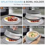 10 Inch Microwave Food Cover & Collapsible Silicone Mat - Splatter Guard, Plate Holder & Kitchen Colander for Meal Prep, Charcoal