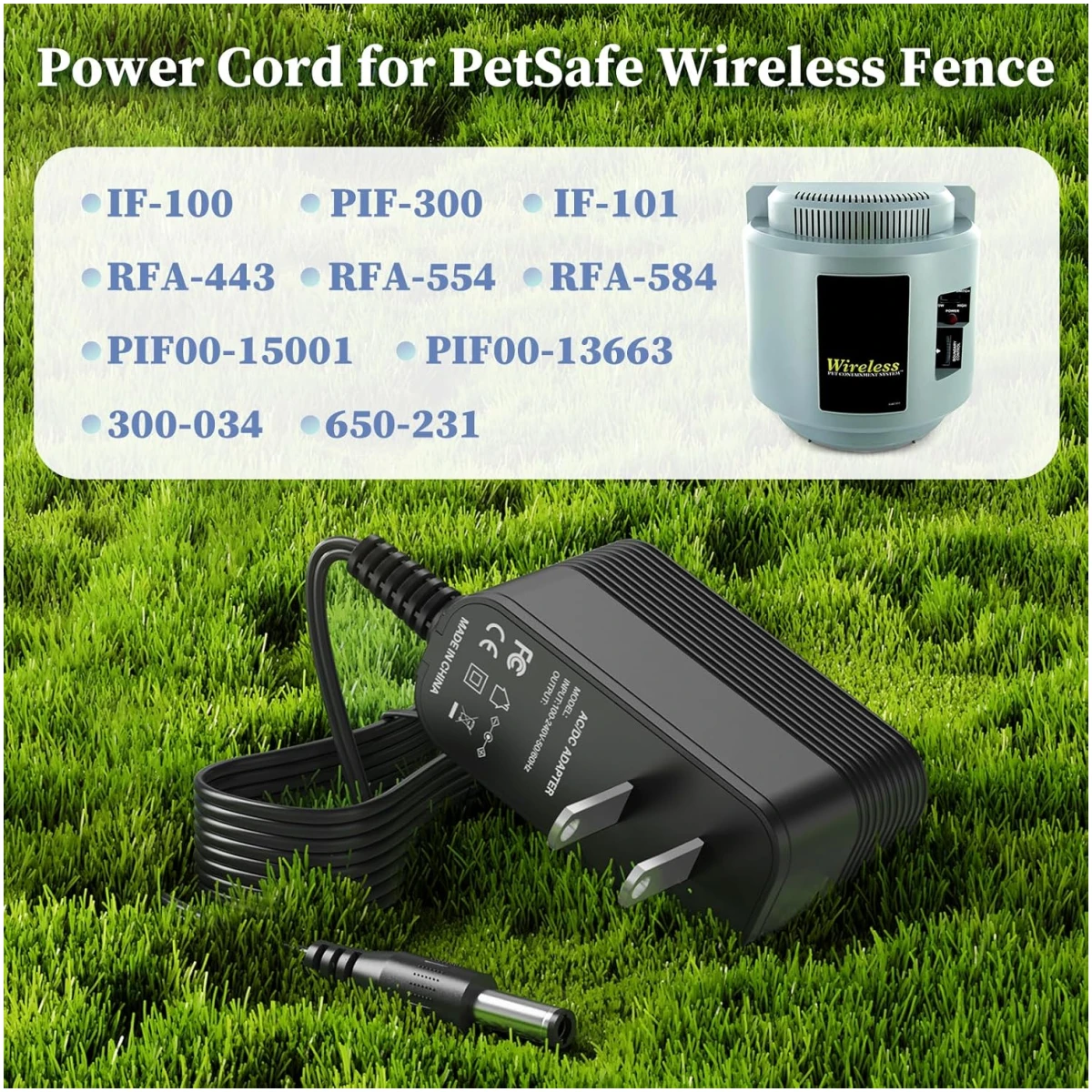 19V Power Cord for PetSafe Wireless Fence Charger Compatible with PetSafe IF-100 IF-101 PIF-300 RFA-443 300-034 650-231 PIF00-15001 RFA-554 RFA-584 Wireless Fence Pet...